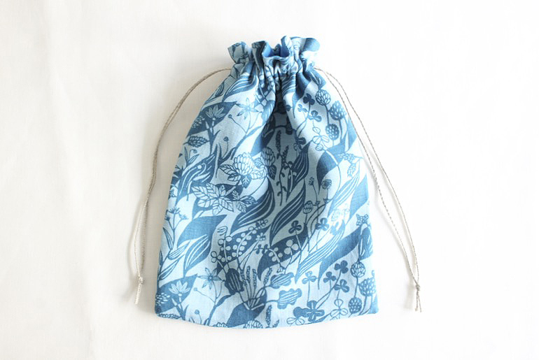 おとなり草レイクブルーでつくる巾着セット